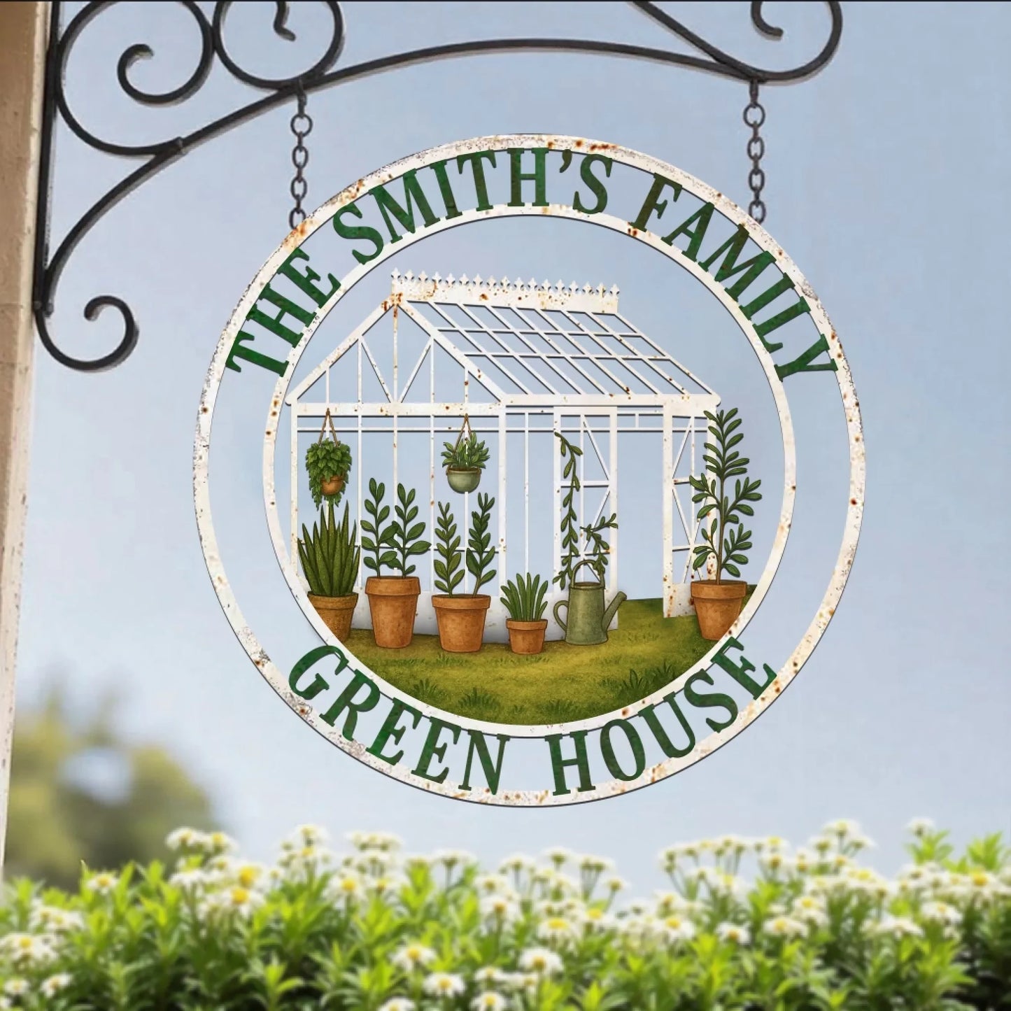 Custom Personalized Green House Metal Sign - Gift Idea For Family - Home/ Garden Decor