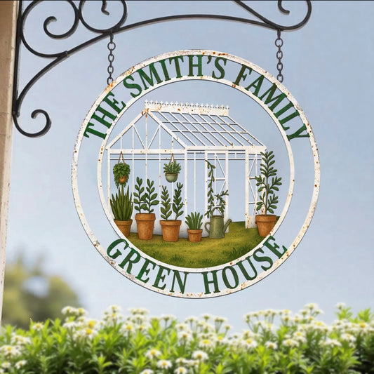 Custom Personalized Green House Metal Sign - Gift Idea For Family - Home/ Garden Decor