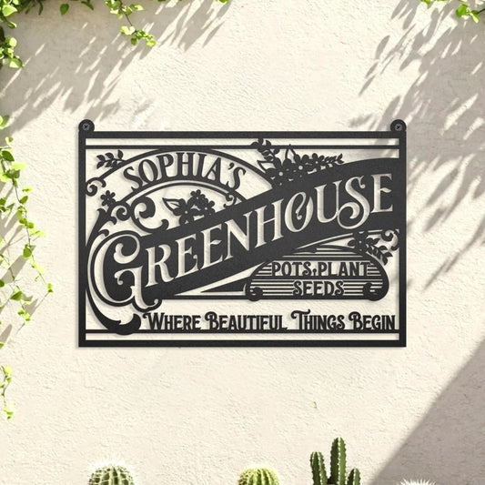 Personalized Greenhouse Metal Sign - Gift Idea For Garden Lover - Where Beautiful Things Begin
