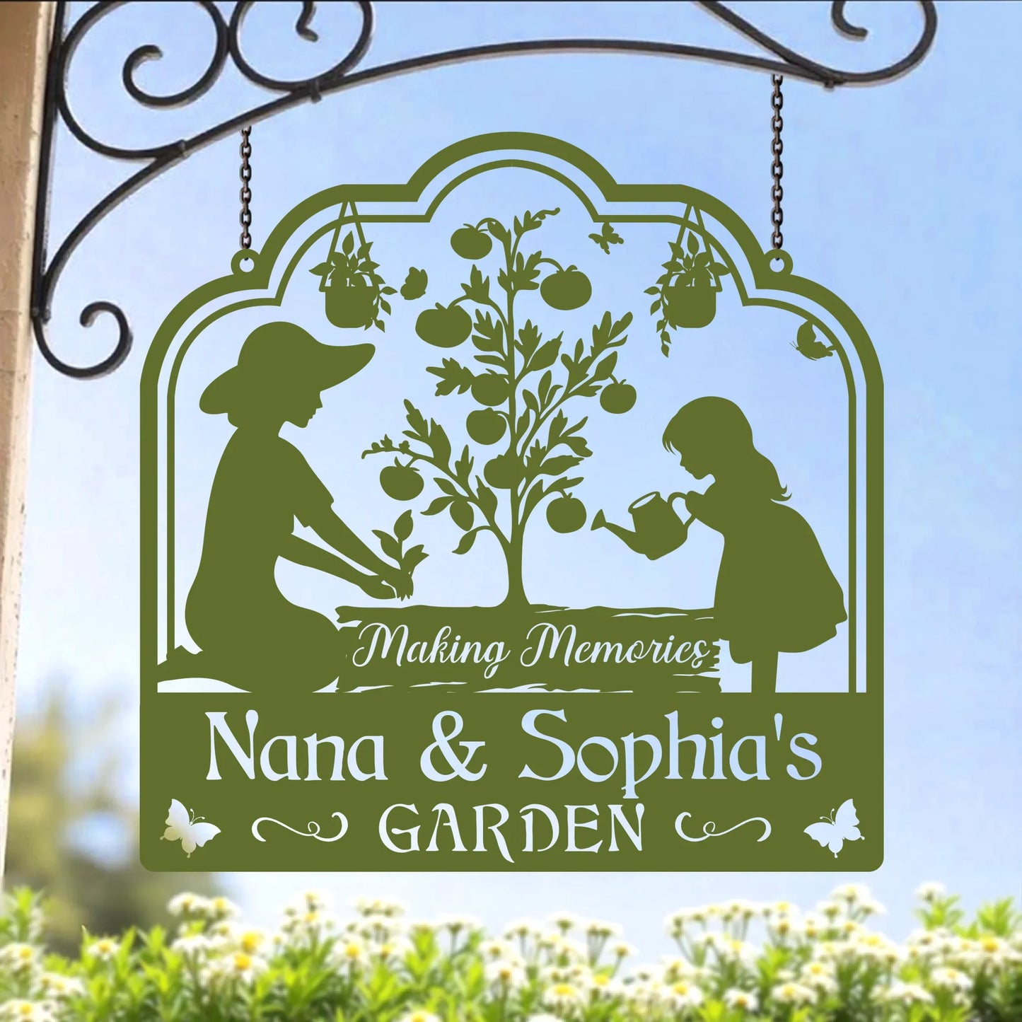 Personalized Grandma Garden Metal Sign - Gift Idea For Grandma/Mom - Making Memories