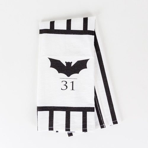 Halloween Tea Towel Bat 31 Vs Mummy Black White Cotton Dish Towel Kitchen Hand Towel Decor
