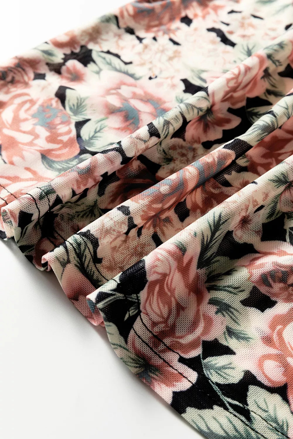 Multicolour Retro Floral Ruffle Trim Square Neck Tank Top