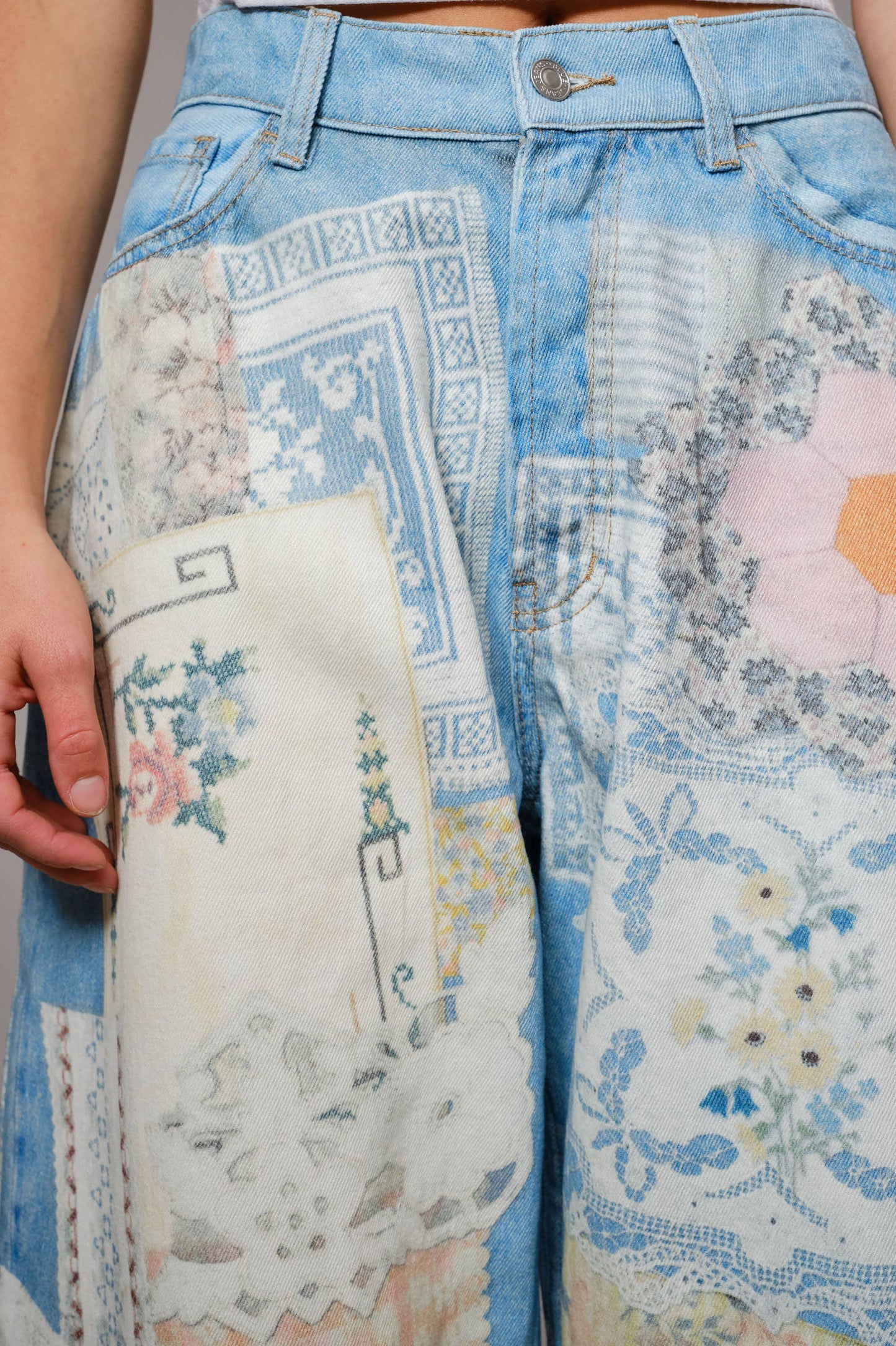 Emily Ann: Petticoat Patch Barrel Leg Jeans
