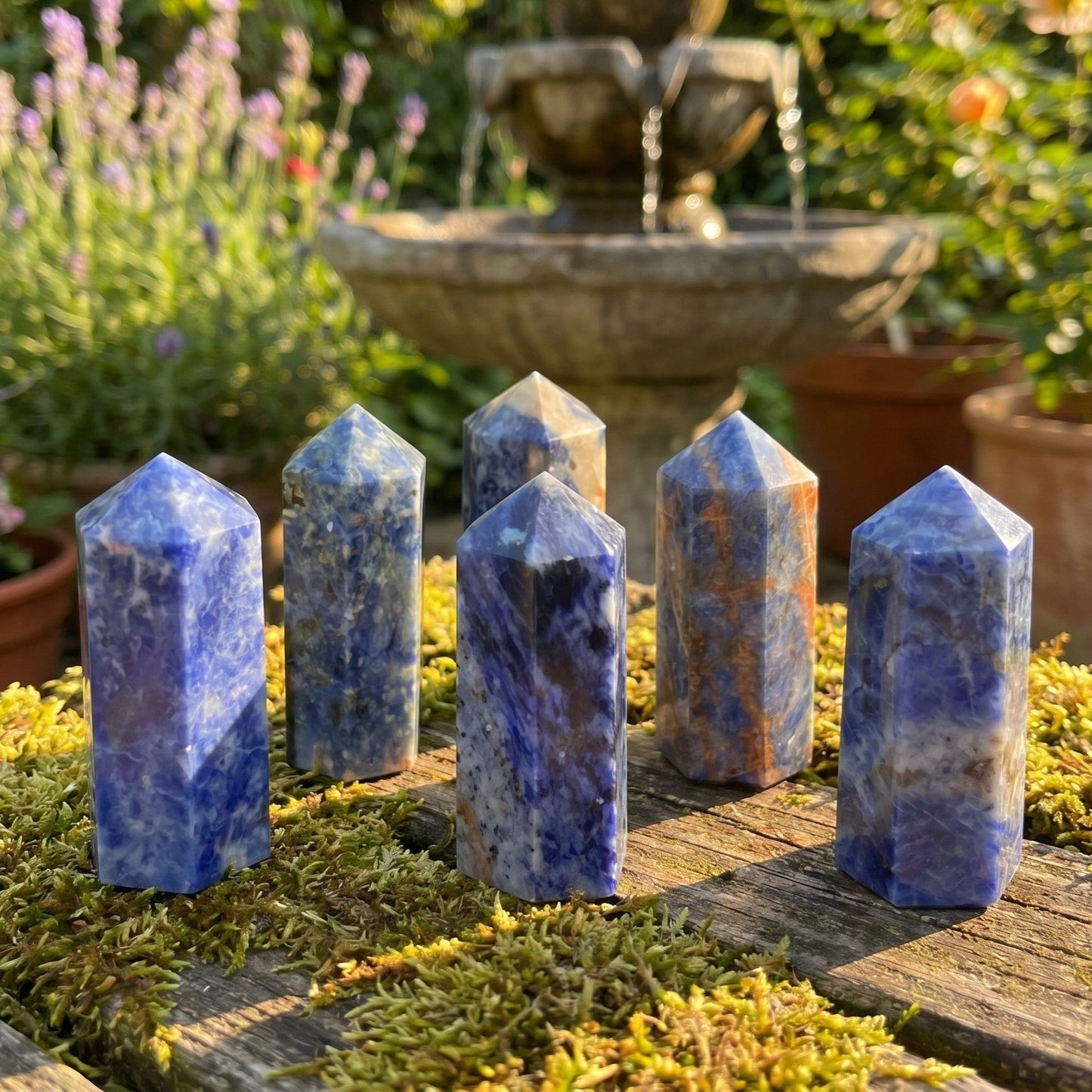 Blue Sodalite Crystal Point Tower Obelisk Carving