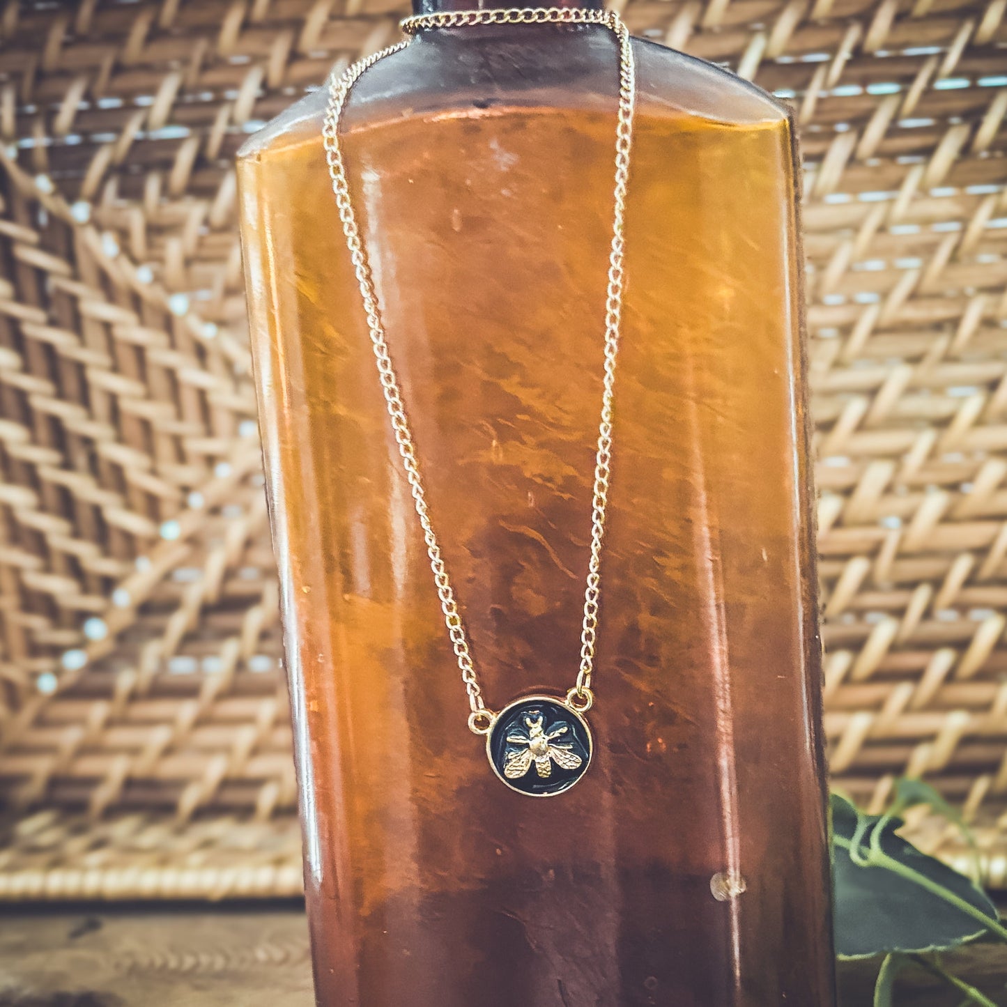 Beautiful Black and Gold Bee Necklace