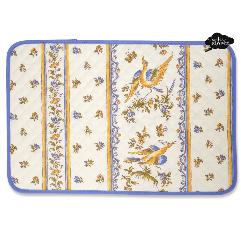 French Provencal placemat - Cotton - Moustiers blue & cream - Tissus Toselli