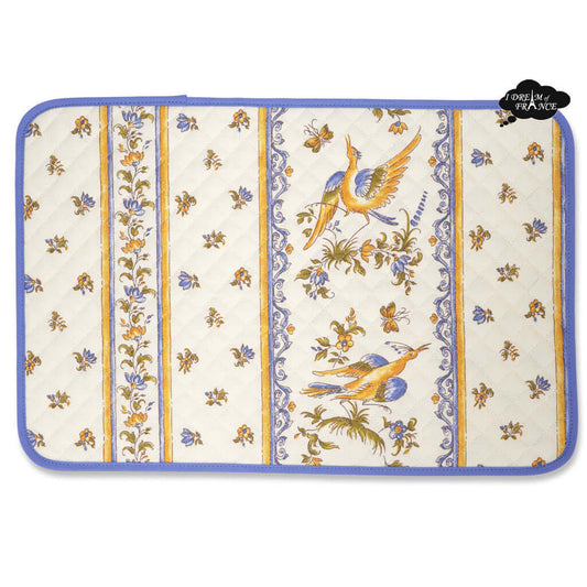 French Provencal placemat - Cotton - Moustiers blue & cream - Tissus Toselli