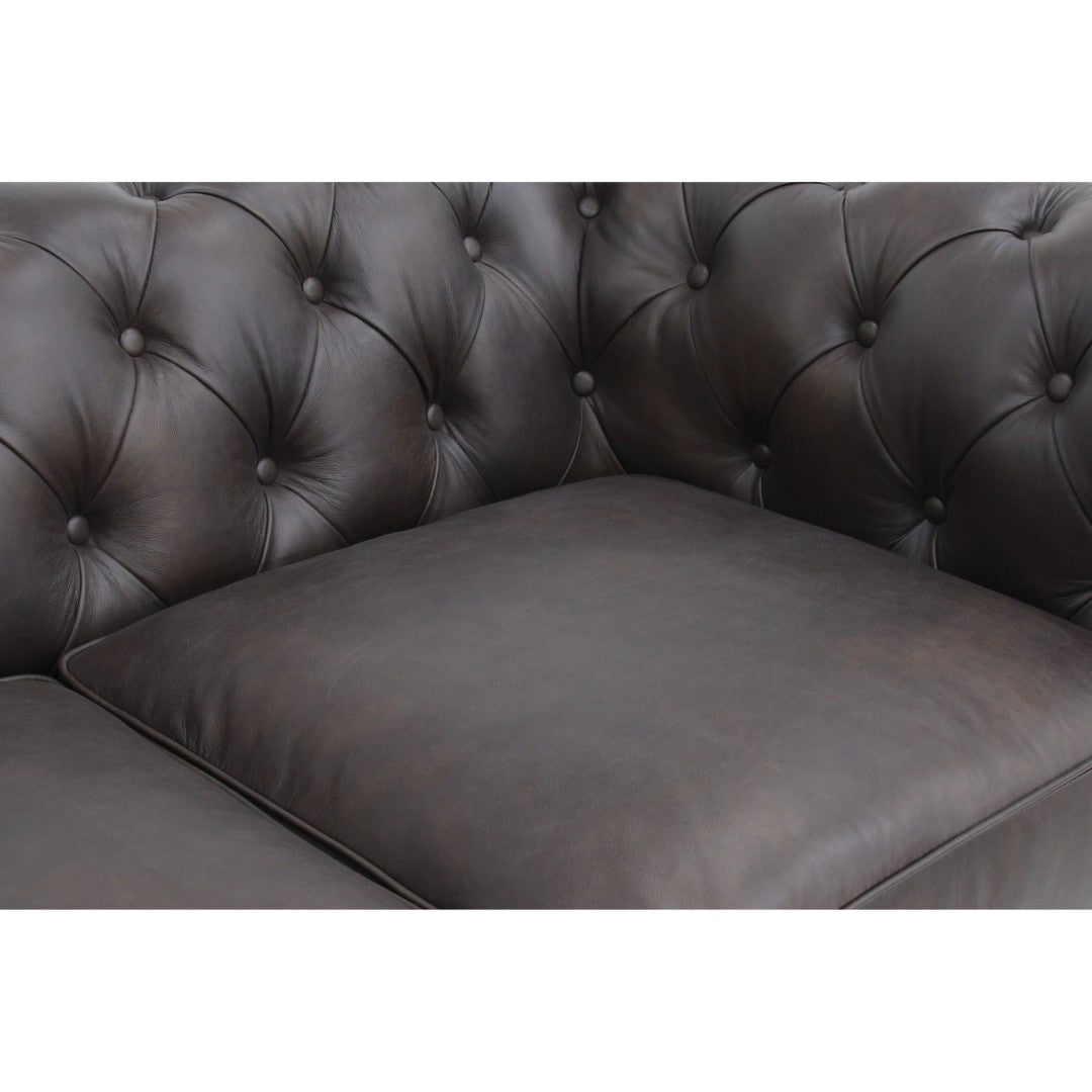 Belgravia Chesterfield Top Grain Leather Sofa with Tufted Back & Rolled Arms