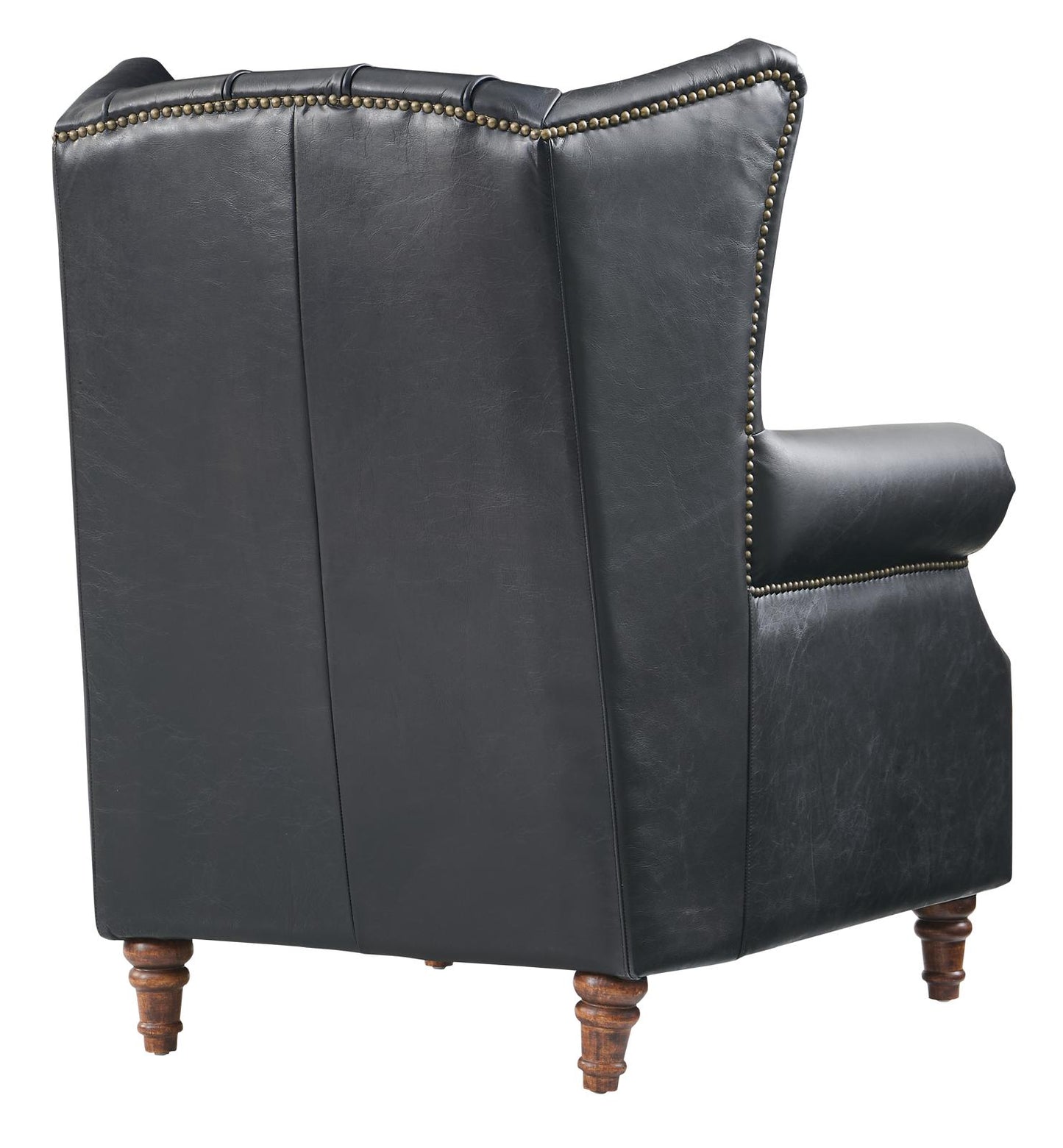 Tufted English Rolled Arm Wing Chair - Top Grain Leather