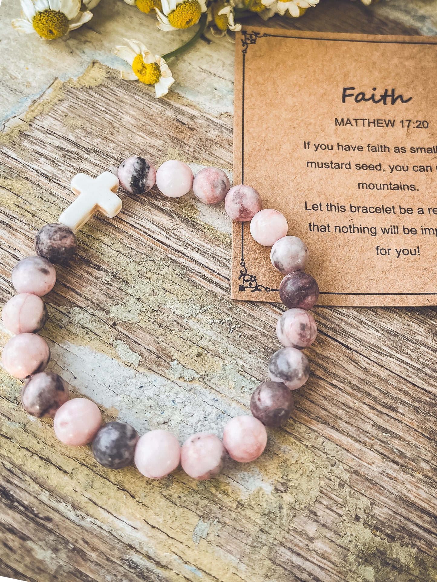 Beautiful Cross Stone Stacking Bracelet