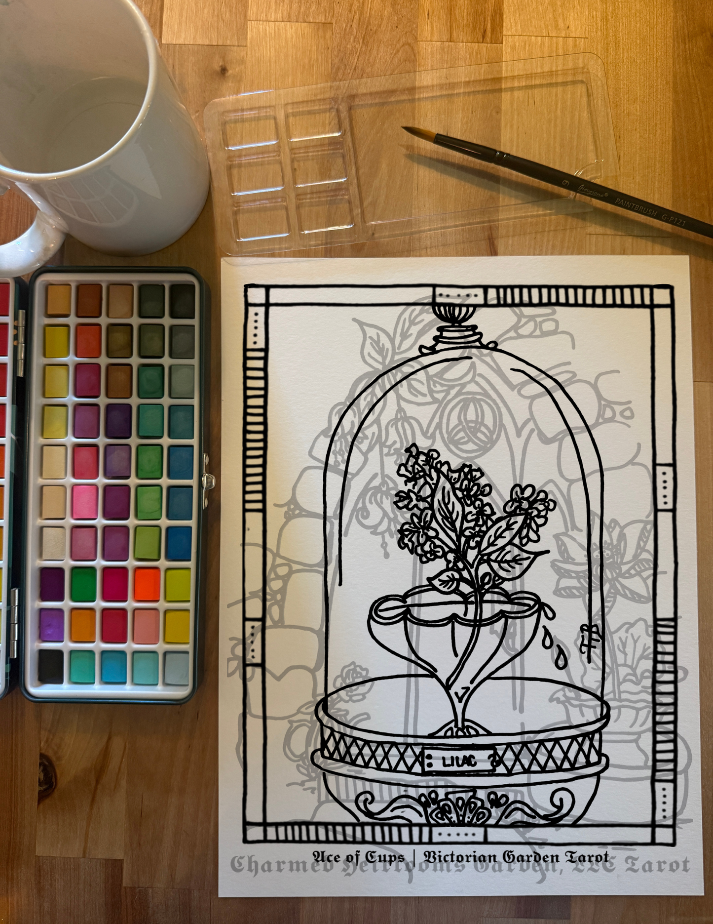 Cups & Wands Tarot Coloring Page - 𝕿𝖍𝖊 𝕬𝖈𝖊 𝖔𝖋 𝕮𝖚𝖕𝖘
