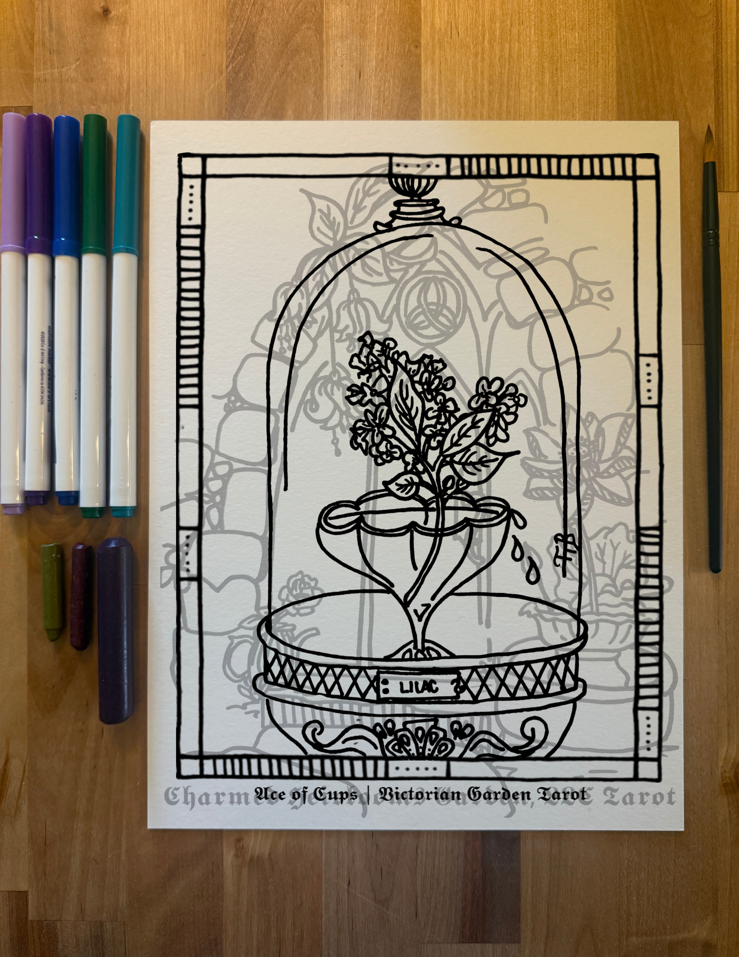 Cups & Wands Tarot Coloring Page - 𝕿𝖍𝖊 𝕬𝖈𝖊 𝖔𝖋 𝕮𝖚𝖕𝖘