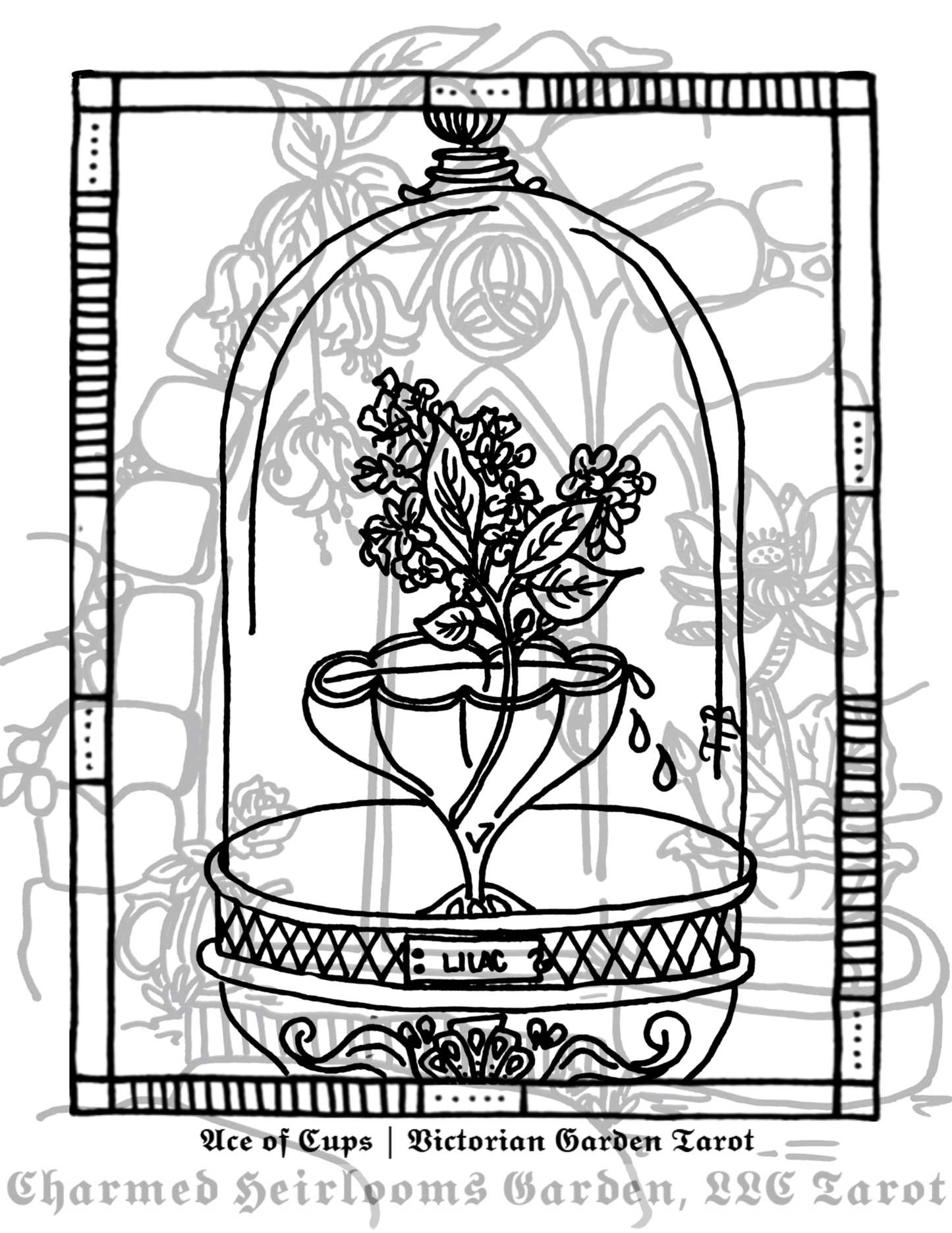 Cups & Wands Tarot Coloring Page - 𝕿𝖍𝖊 𝕬𝖈𝖊 𝖔𝖋 𝕮𝖚𝖕𝖘