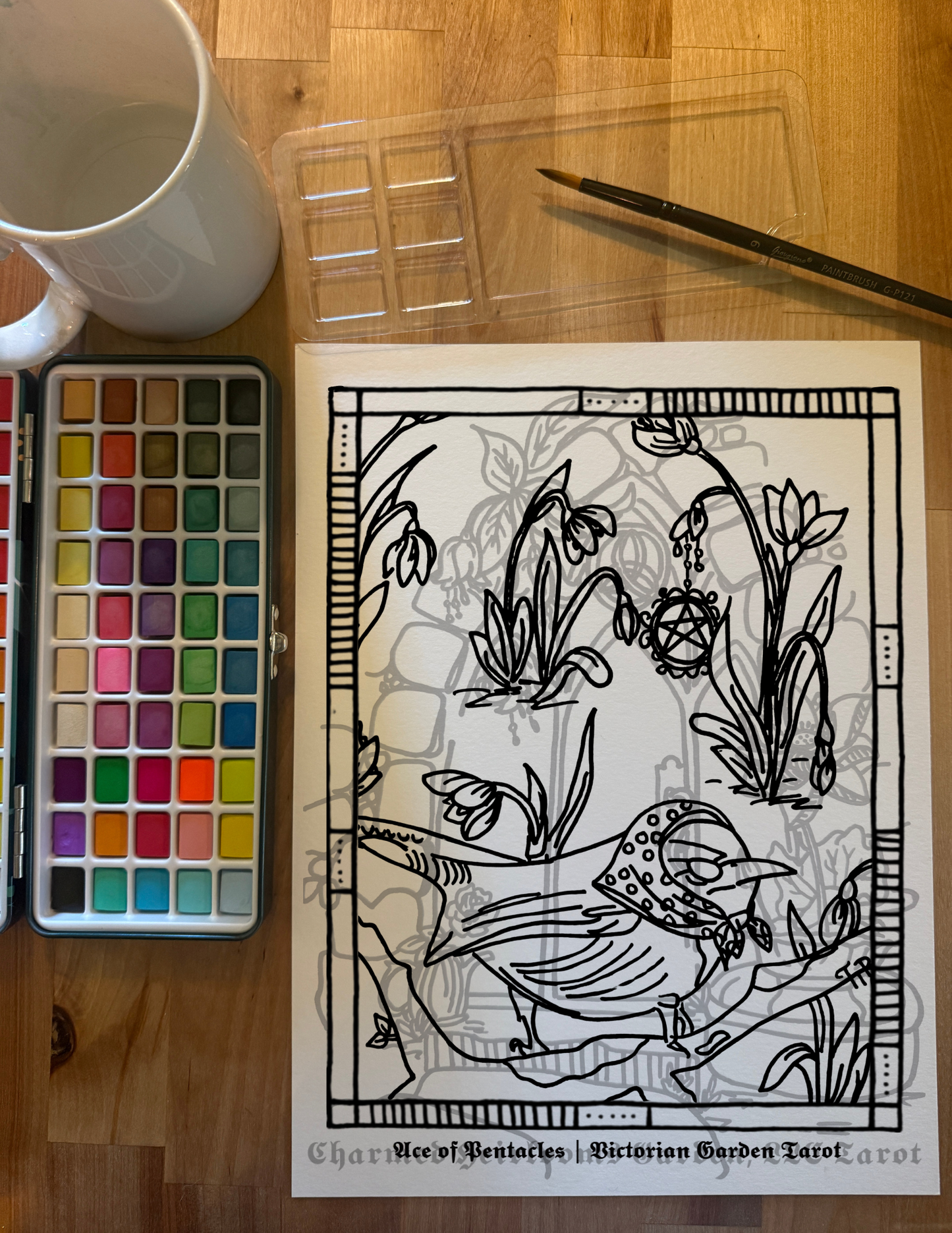 Swords & Pentacles Tarot Coloring Page - 𝕿𝖍𝖊 𝕬𝖈𝖊 𝖔𝖋 𝕻𝖊𝖓𝖙𝖆𝖈𝖑𝖊𝖘