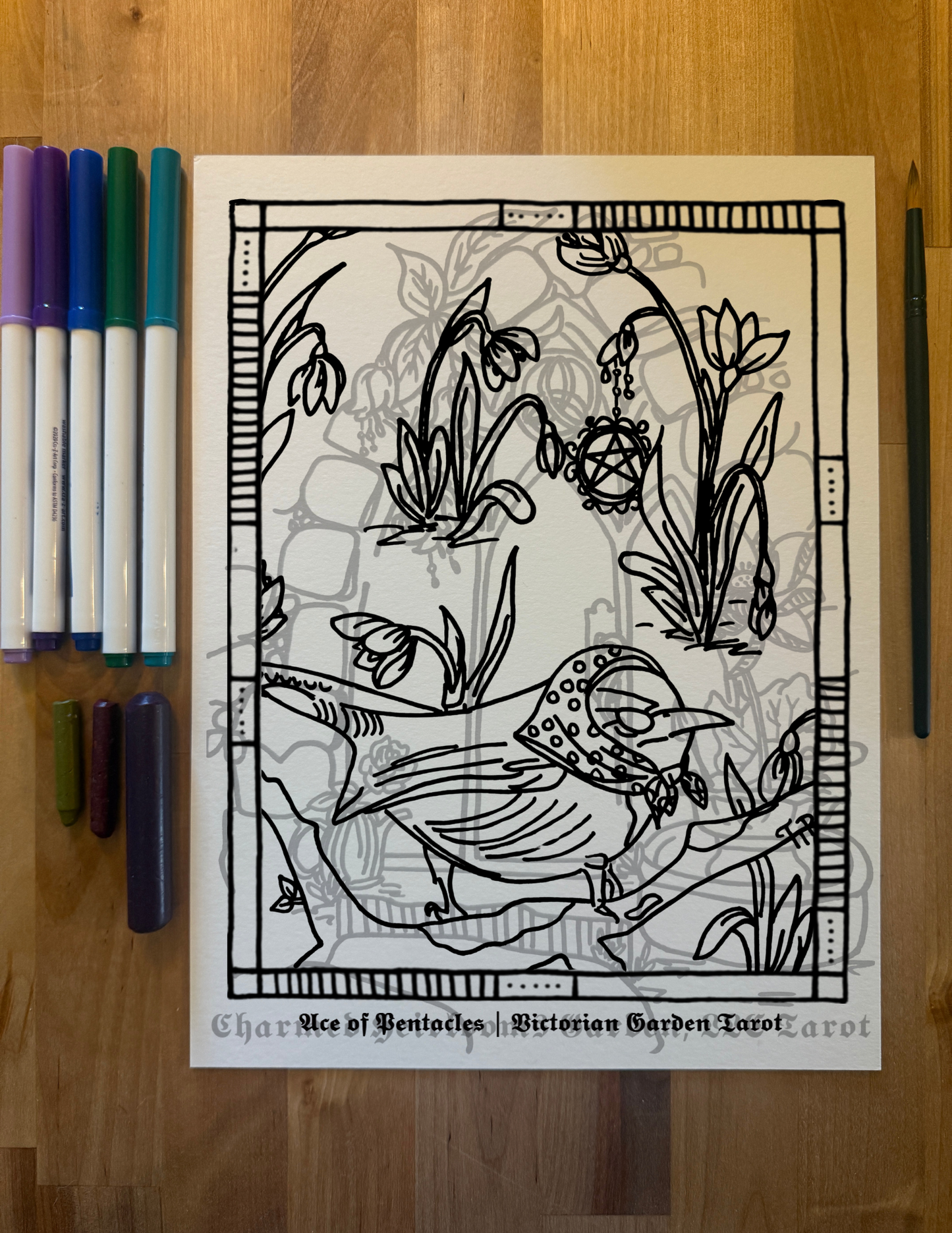 Swords & Pentacles Tarot Coloring Page - 𝕿𝖍𝖊 𝕬𝖈𝖊 𝖔𝖋 𝕻𝖊𝖓𝖙𝖆𝖈𝖑𝖊𝖘