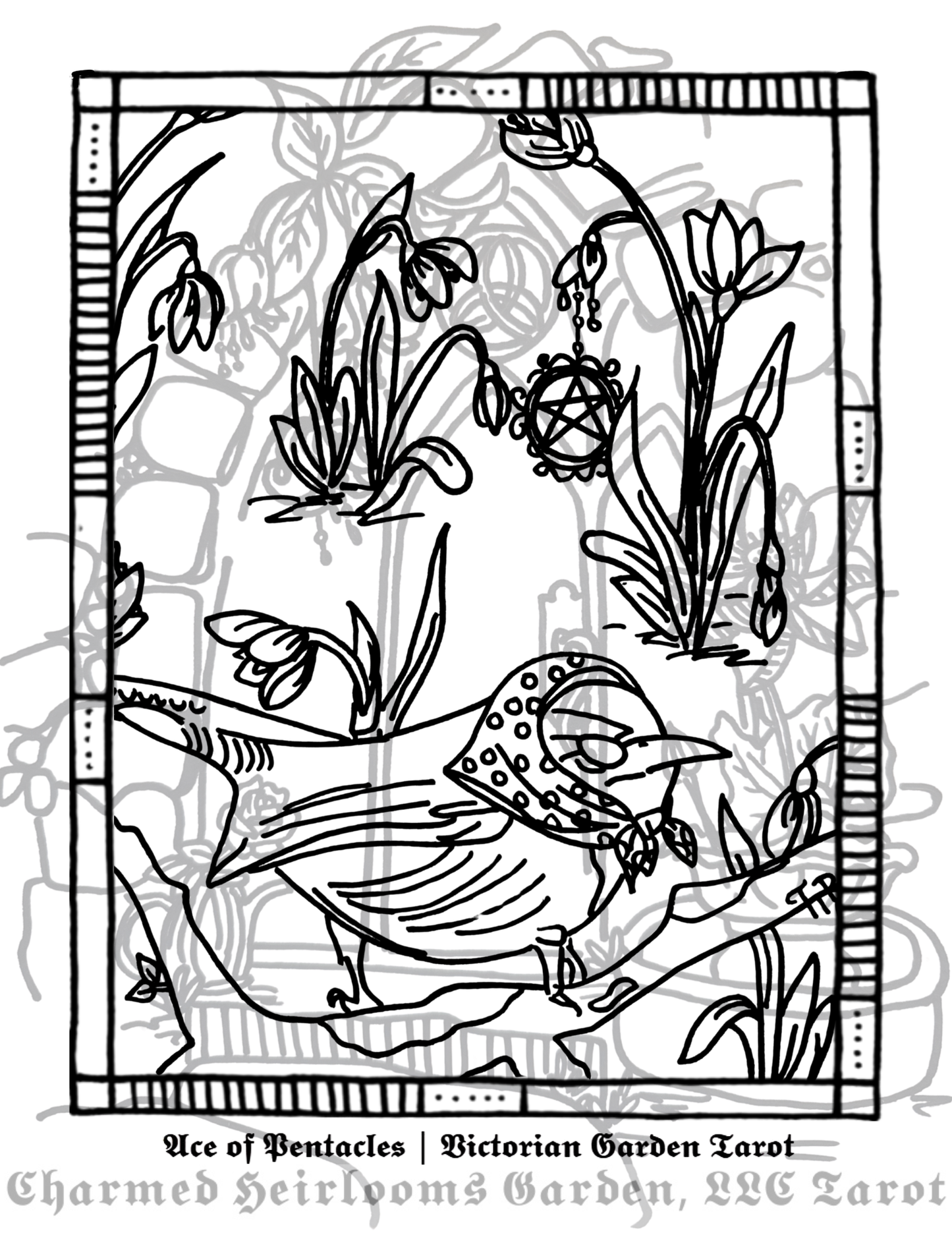 Swords & Pentacles Tarot Coloring Page - 𝕿𝖍𝖊 𝕬𝖈𝖊 𝖔𝖋 𝕻𝖊𝖓𝖙𝖆𝖈𝖑𝖊𝖘