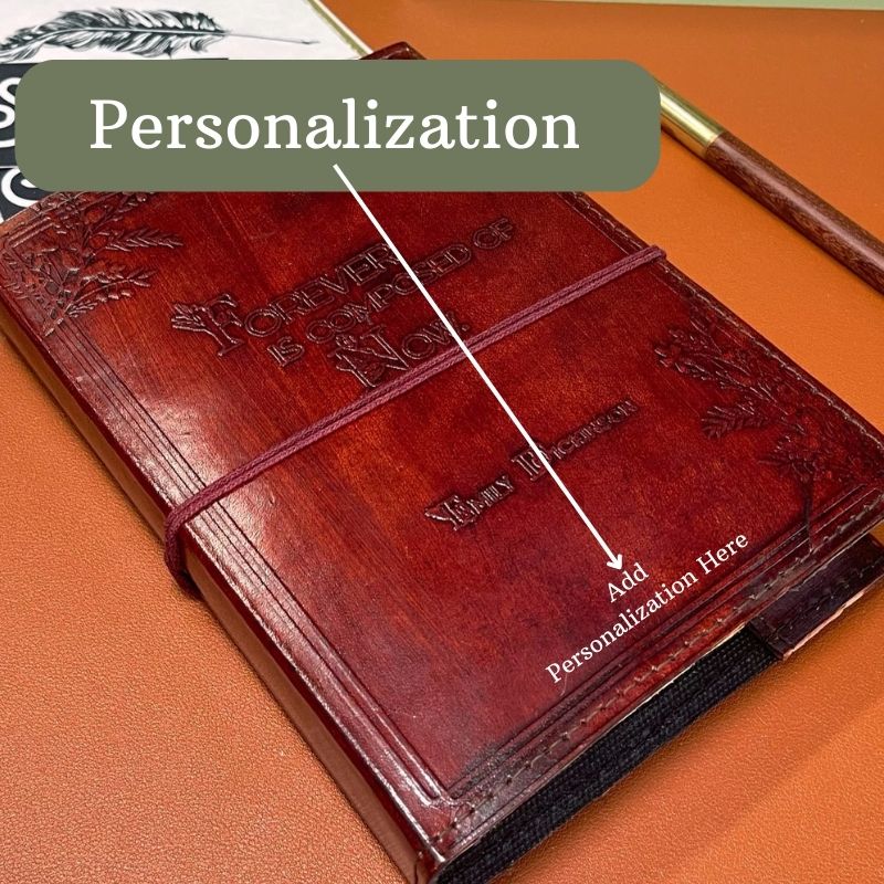 Emily Dickinson Refillable Leather Journal - "Forever Is Composed Of Now"