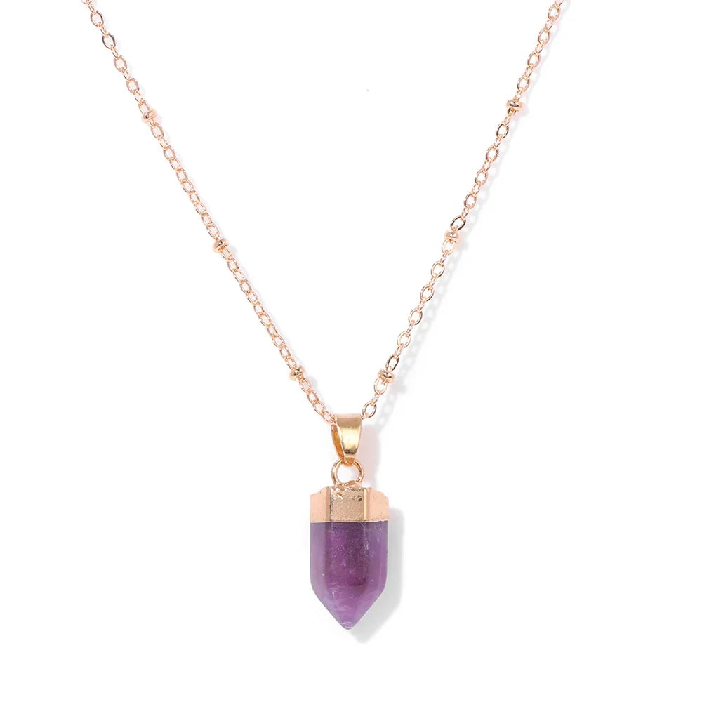 Crystal Point Gold Pendant Necklaces
