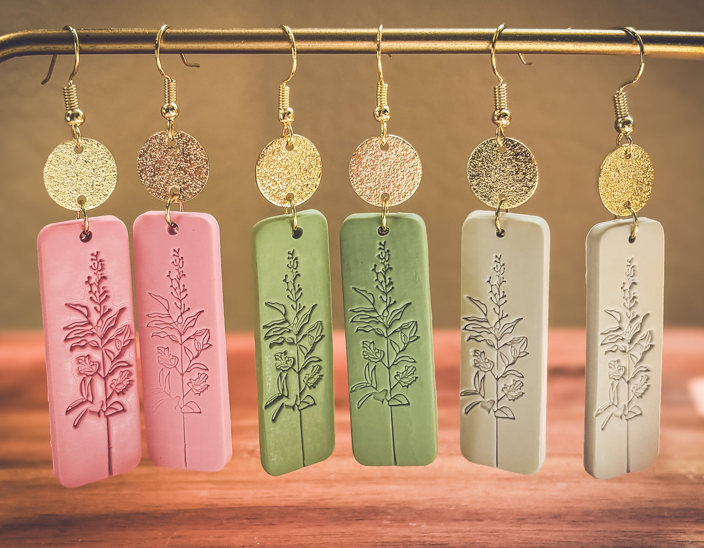 Beautiful Gold and Green Floral Earrings