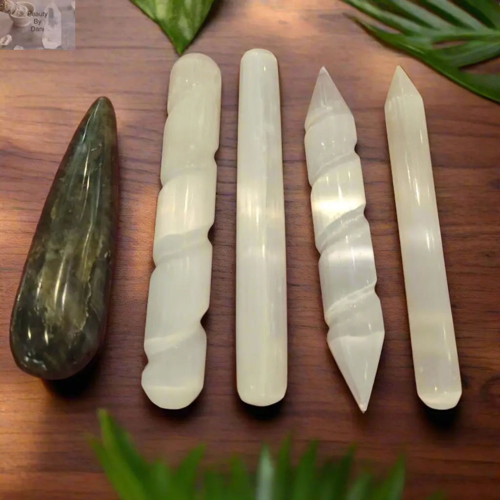 Labradorite and Selenite Crystal Wands
