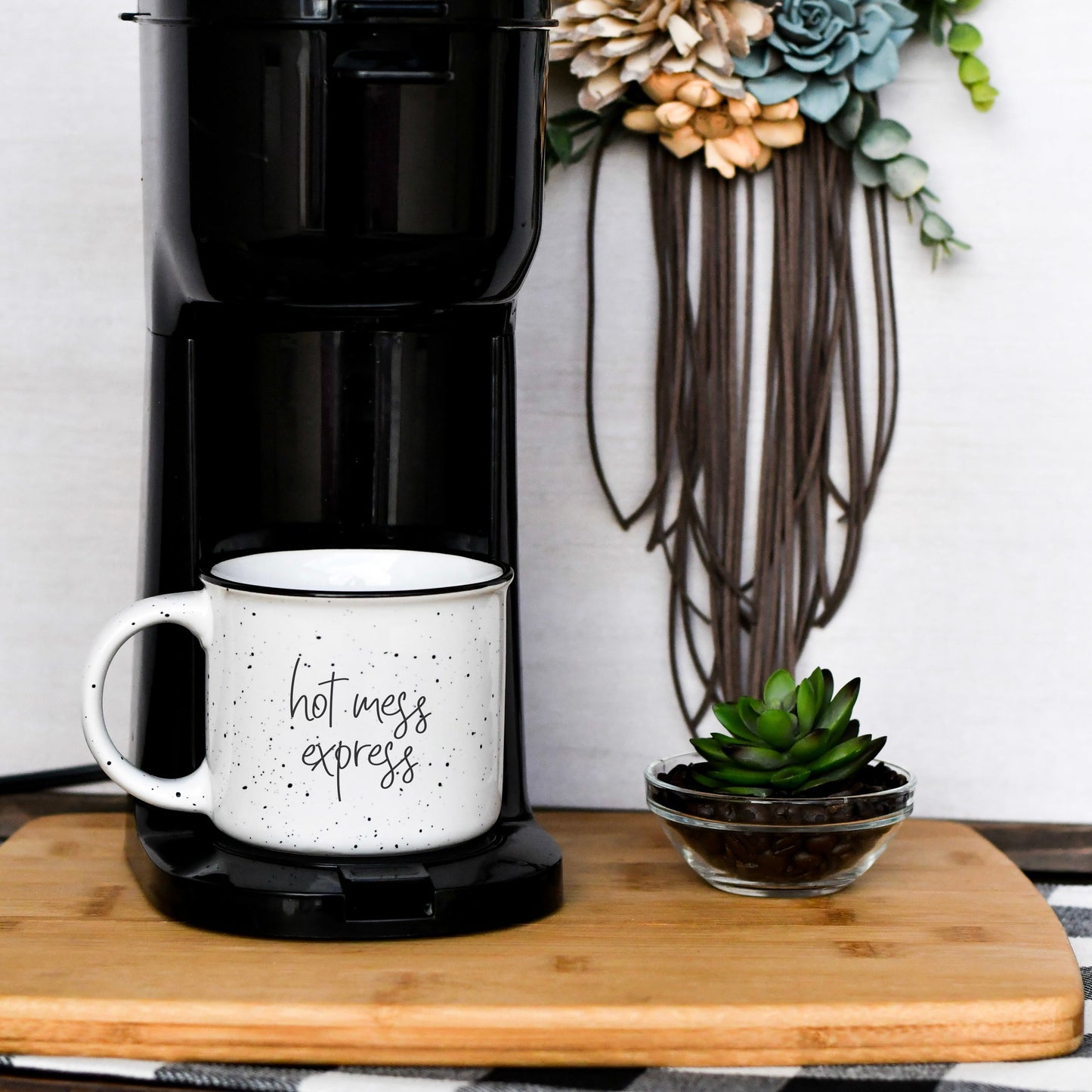Tired As A Mother Campfire Mug Heavy Duty 15oz Oversized Ceramic Mug White Sesame Glaze Black Rim