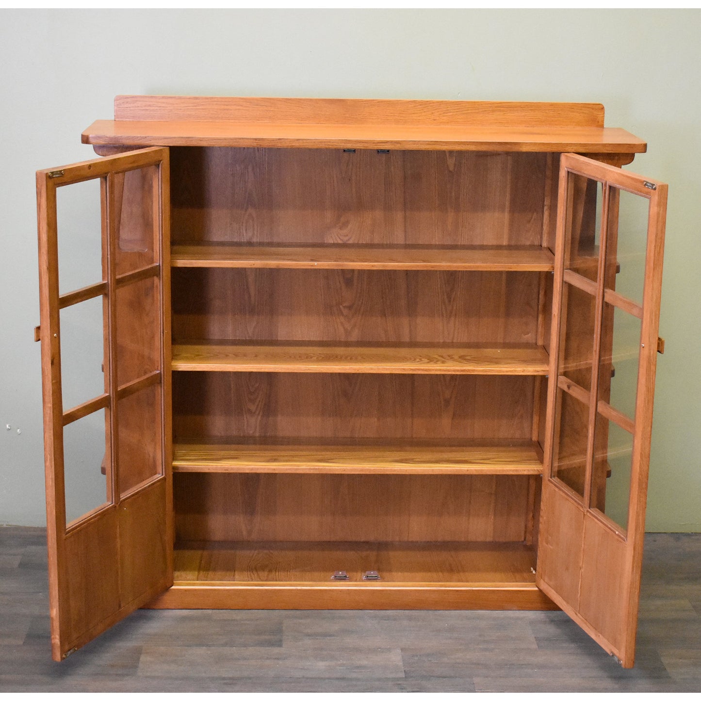 Mission Double Door Bookcase with Side Shelves - Michael's Cherry