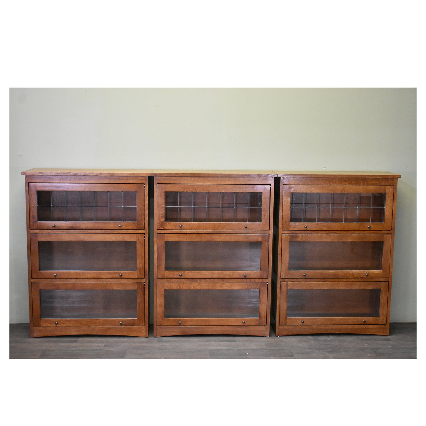 Mission Craftsman Style Oak Barrister Bookcase - 3 Stack