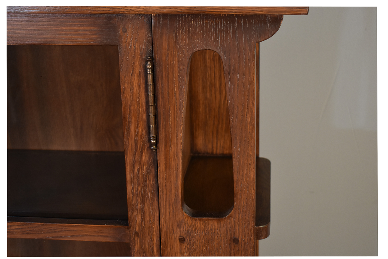 Mission Double Door Bookcase with Side Shelves - Walnut (W1)