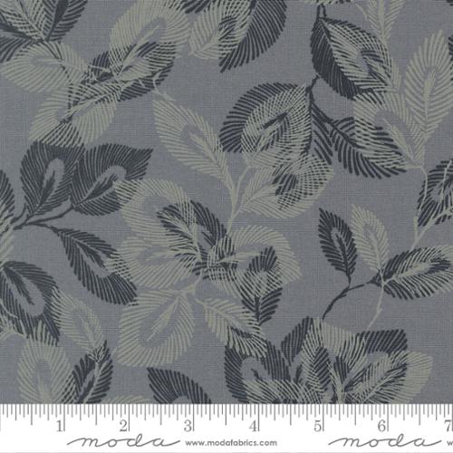 Dark Blue Arabesque Palm Dusk Cotton 44"/45" Fabric Per Yard