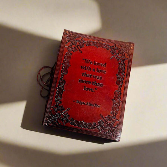 Edgar Allan Poe Leather Journal - "A Love More Than Love" Quote