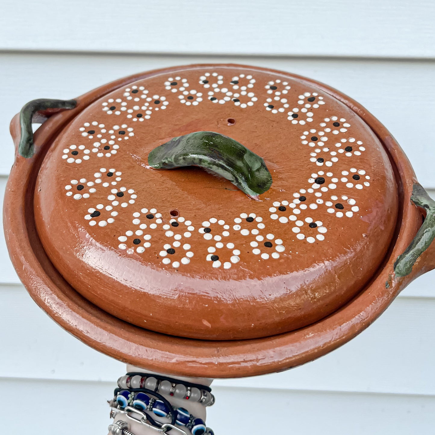 Traditional Mexican Barro Pot 500mL Green Handles
