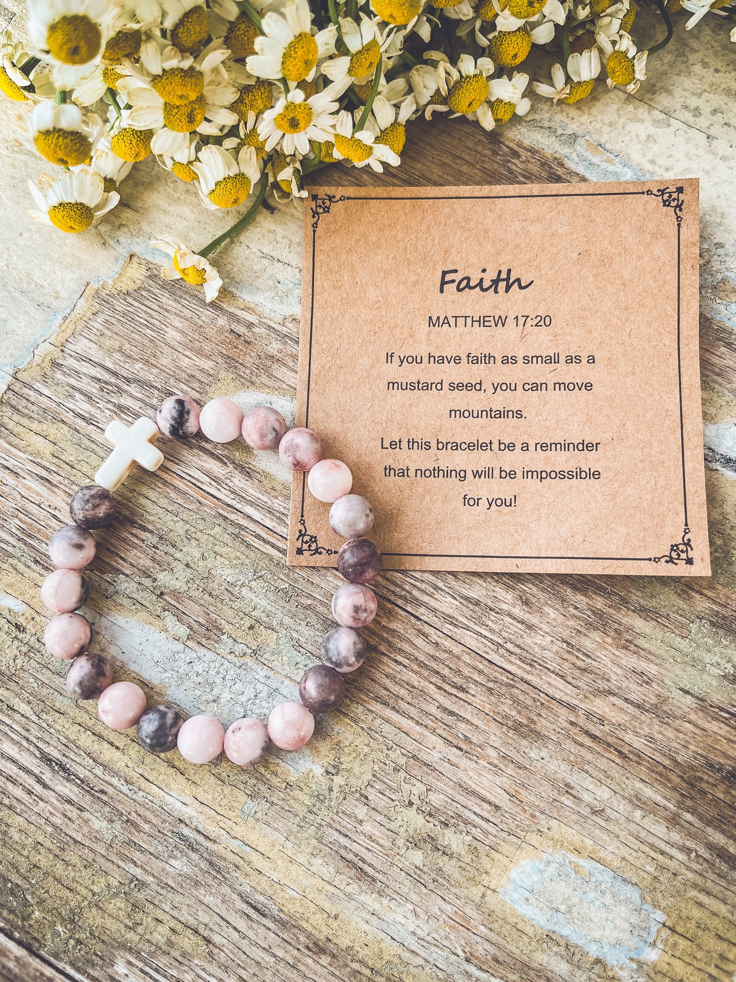 Beautiful Cross Stone Stacking Bracelet