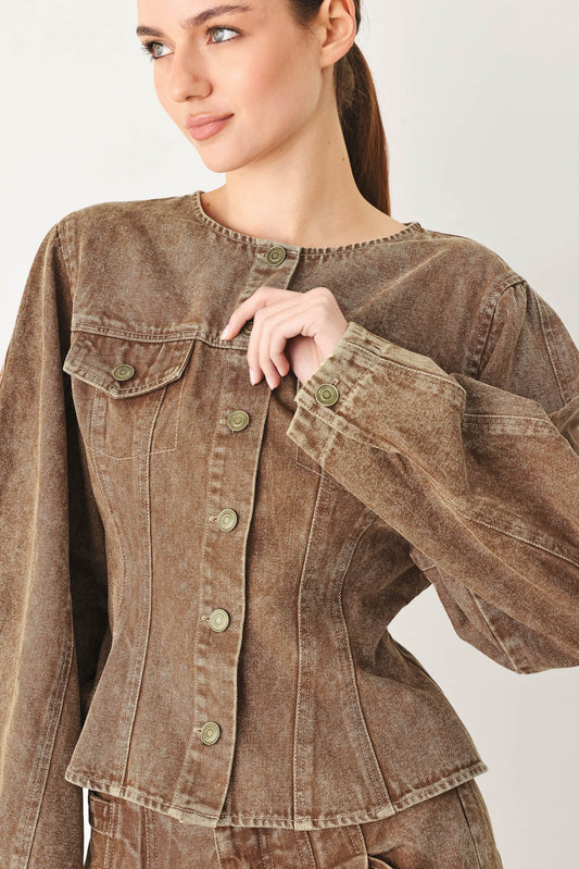 VINTAGE BROWN DENIM JACKET