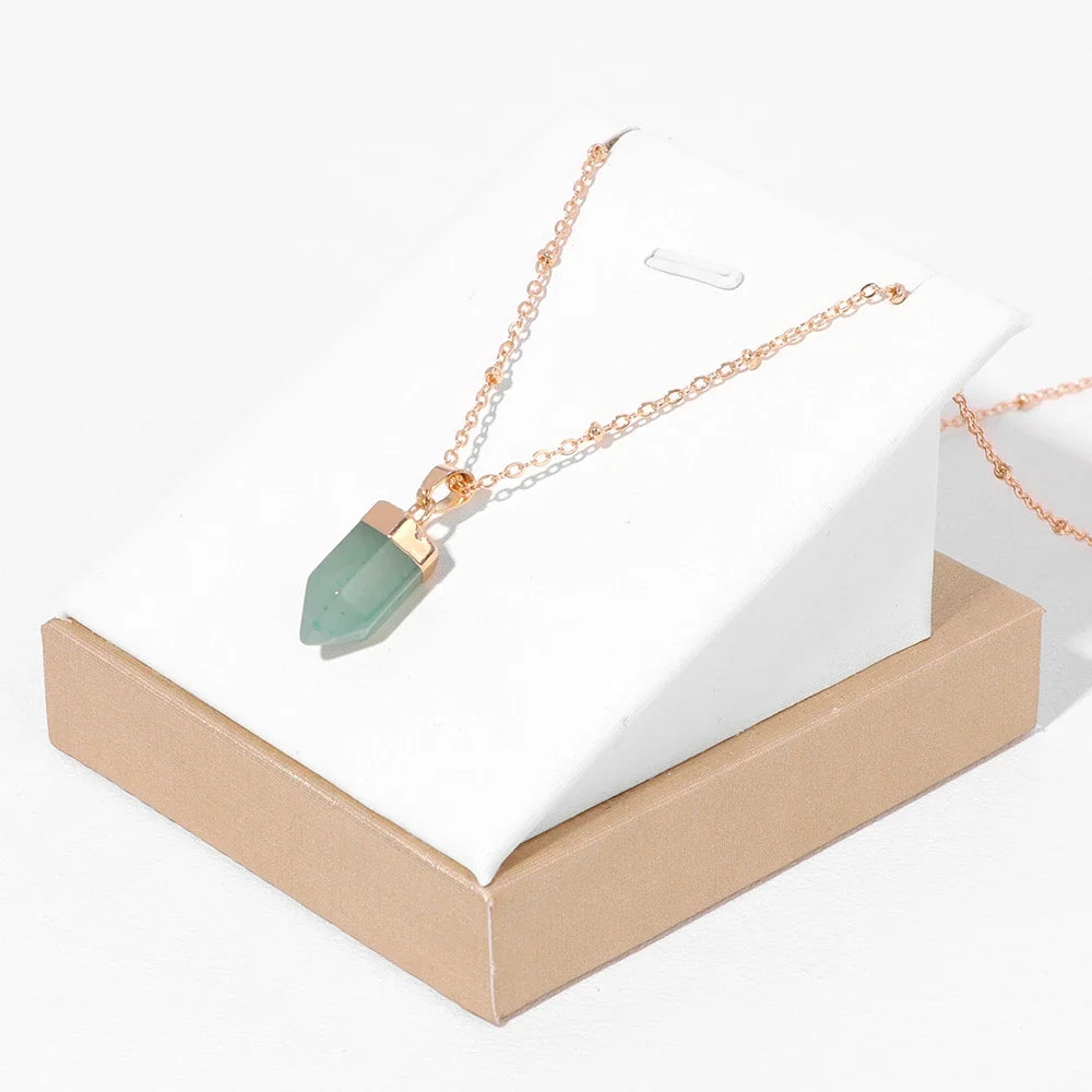 Crystal Point Gold Pendant Necklaces
