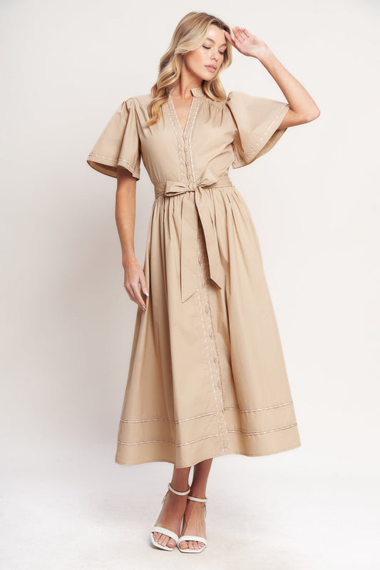 RESORT ESCAPE WOVEN MIDI DRESS