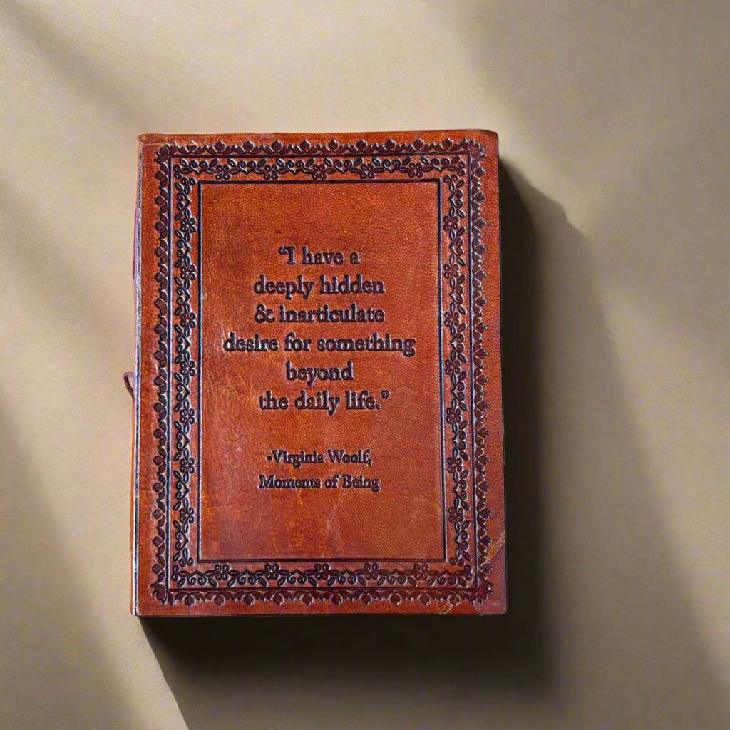 Virginia Woolf Leather Journal - "Desire Beyond Daily Life" Quote