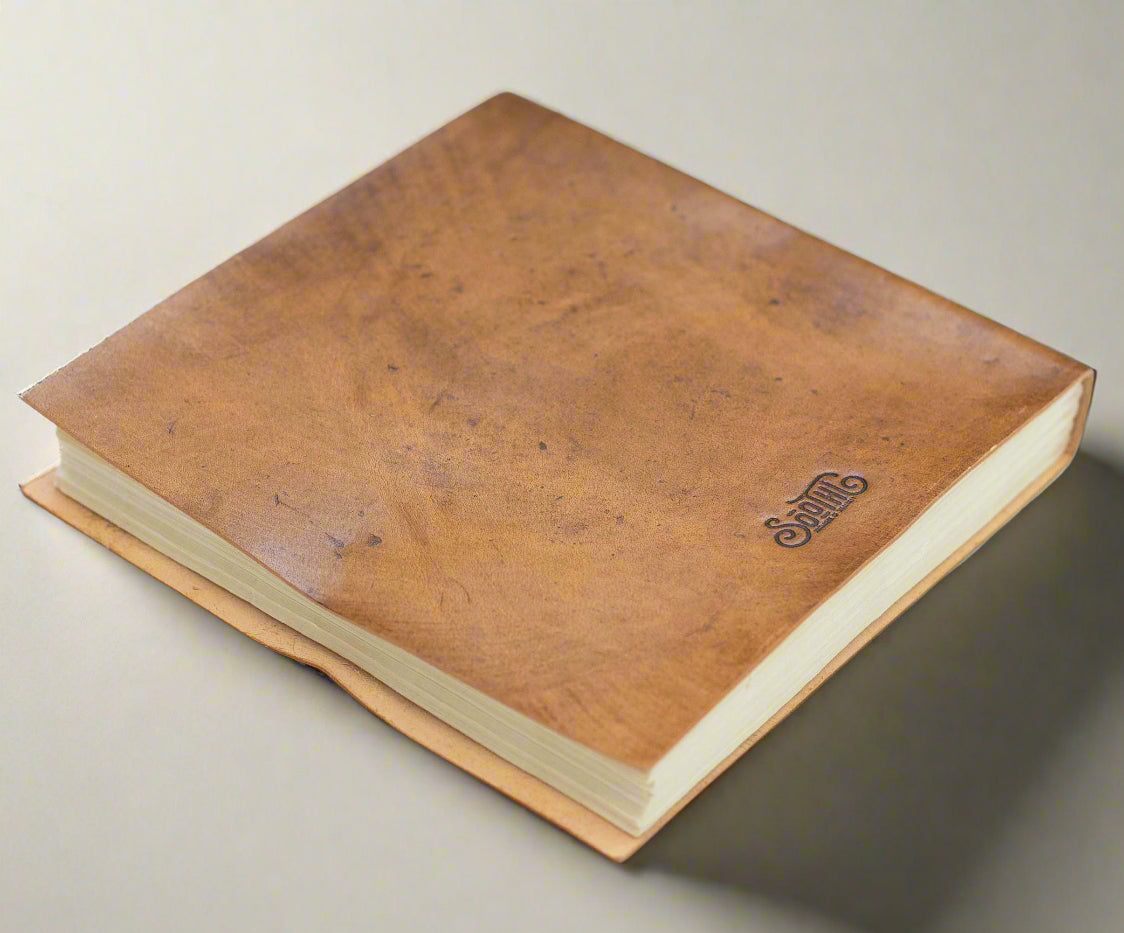 Moon Phases 7x7 Leather Journal | Embossed Square Dream & Reflection Diary