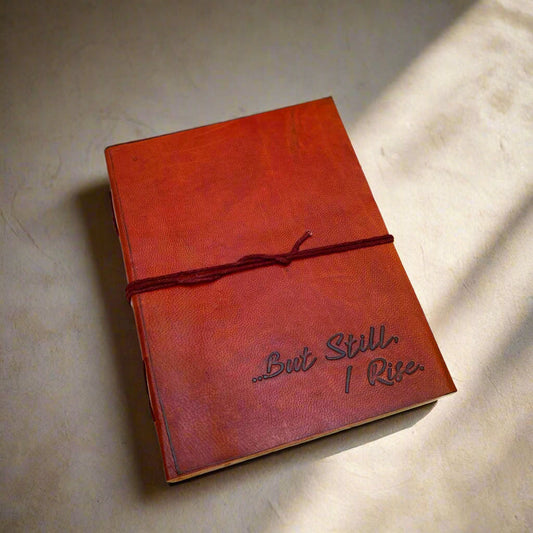 But Still I Rise Quote Leather Journal | Embossed 8x6