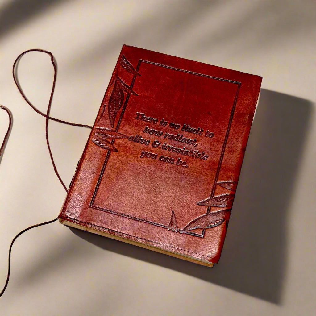 No Limit To How Radiant Quote Leather Journal | Embossed 8x6