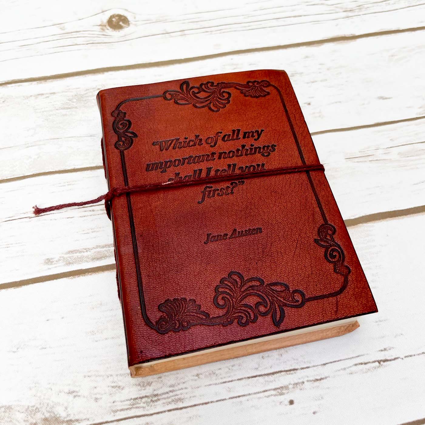 Jane Austen Quote Leather Journal - "Important Nothings"