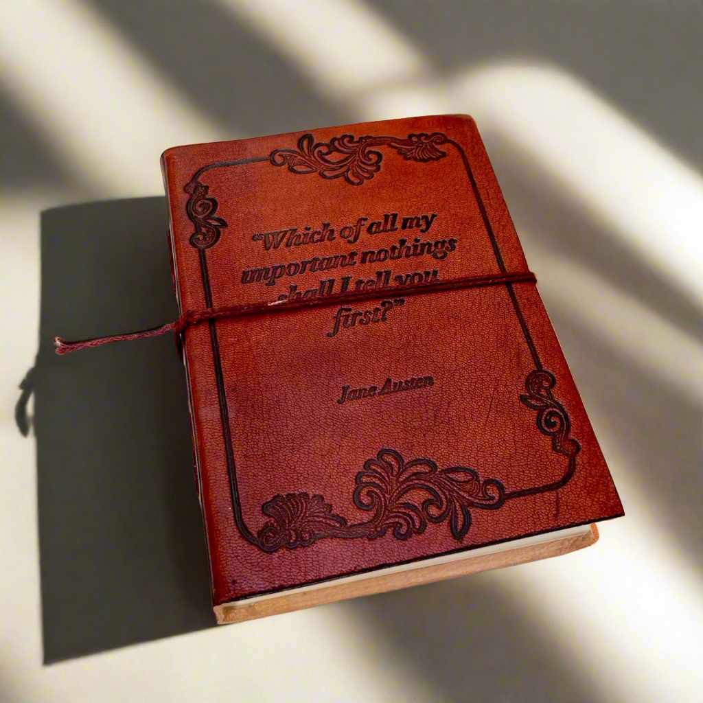 Jane Austen Quote Leather Journal - "Important Nothings"