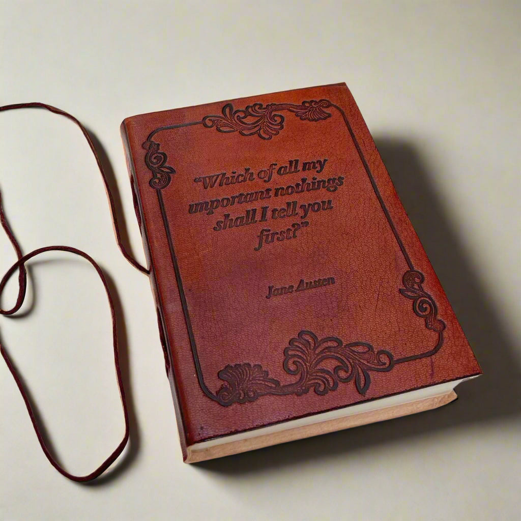 Jane Austen Quote Leather Journal - "Important Nothings"