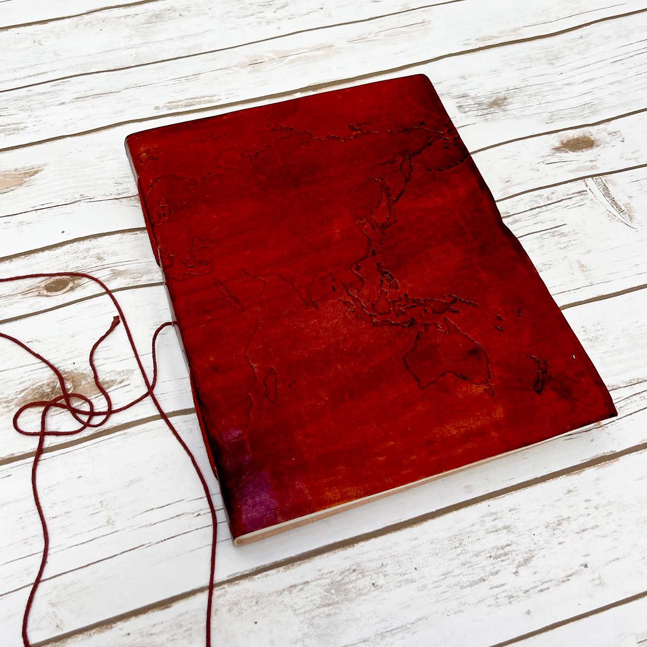 Extra Large World Map Leather Journal | 11x14 Embossed Statement Journal
