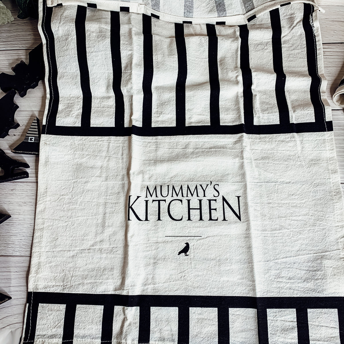 Halloween Tea Towel Bat 31 Vs Mummy Black White Cotton Dish Towel Kitchen Hand Towel Decor