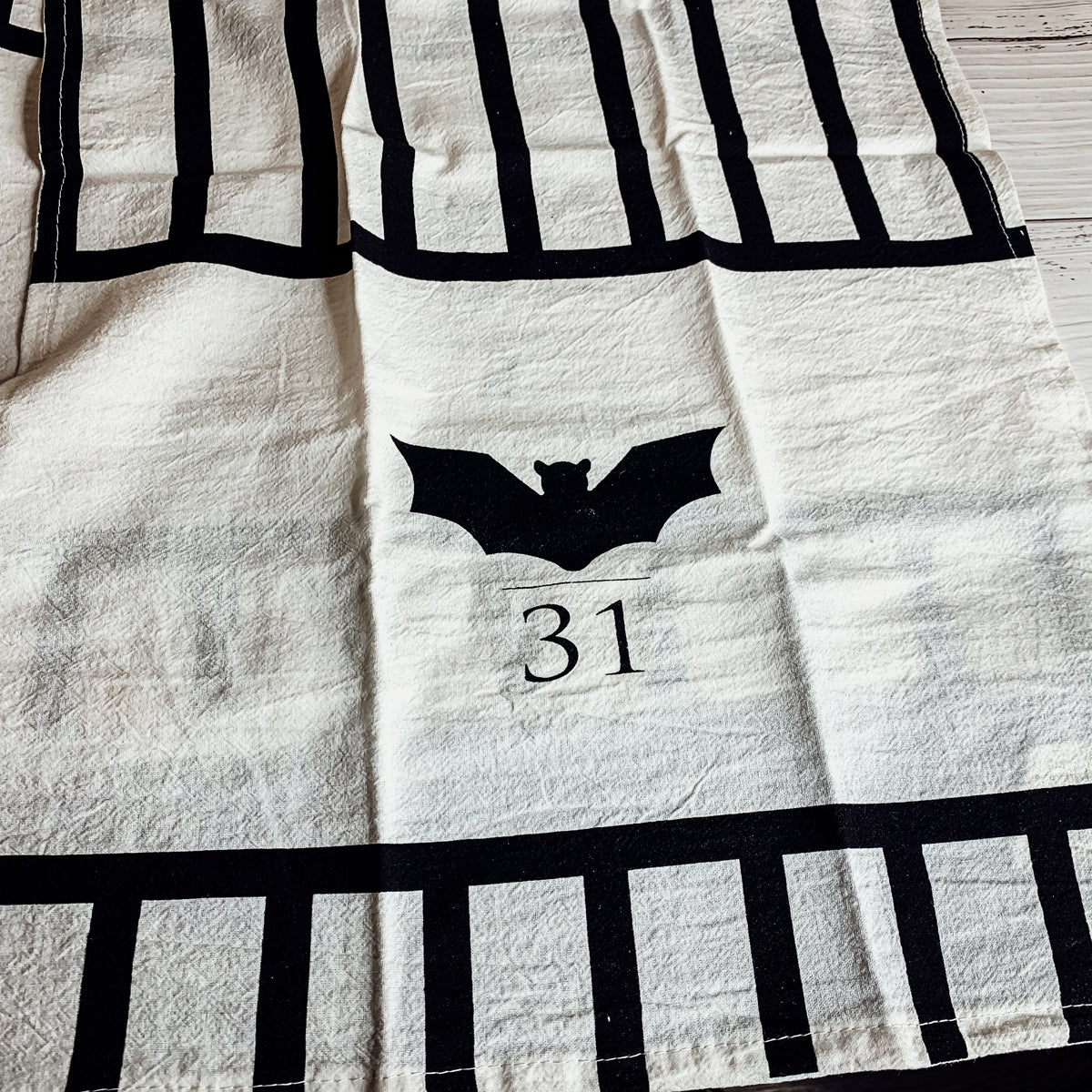 Halloween Tea Towel Bat 31 Vs Mummy Black White Cotton Dish Towel Kitchen Hand Towel Decor
