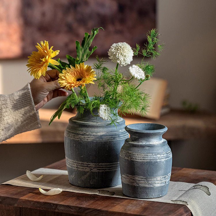 Handmade Gray Clay Pottery Vase