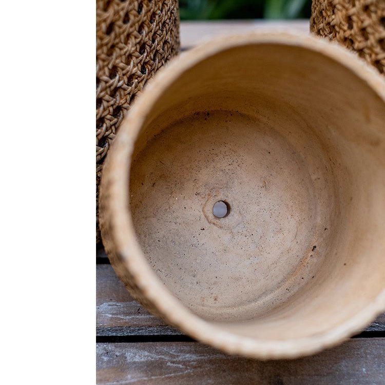 Rattan Texture Cement Planter