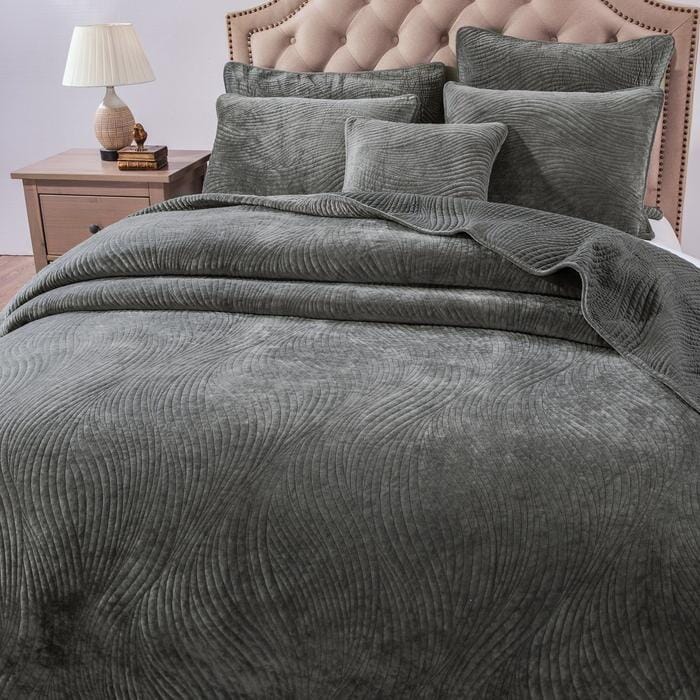 Tache Velvet Dreams Dark Taupe Plush Waves Pillow Sham (JHW-852BR)