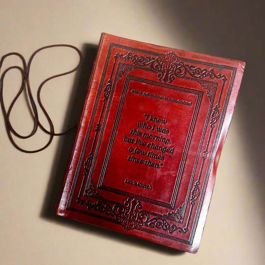 Lewis Carroll Leather Journal - "I Knew Who I Was This Morning" Alice in Wonderland
