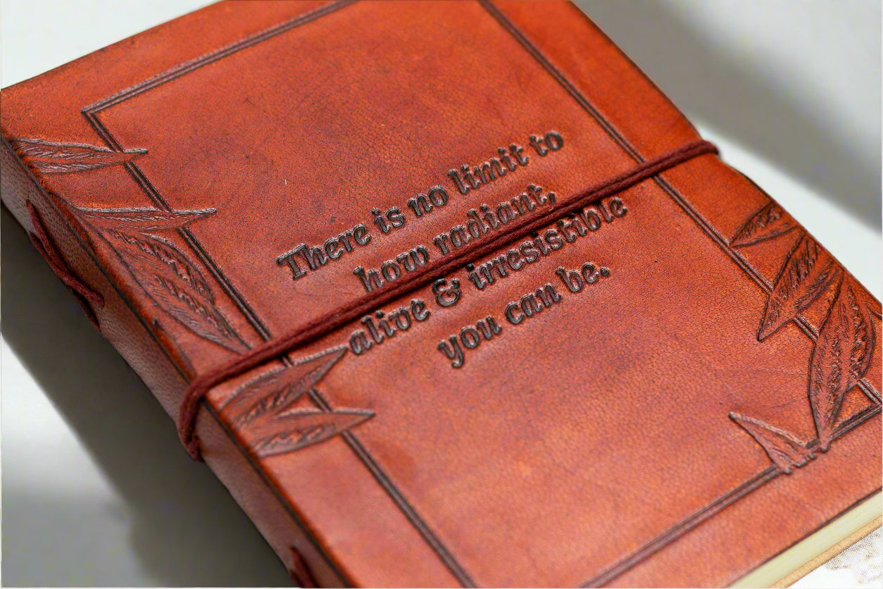 No Limit To How Radiant Quote Leather Journal | Embossed 8x6
